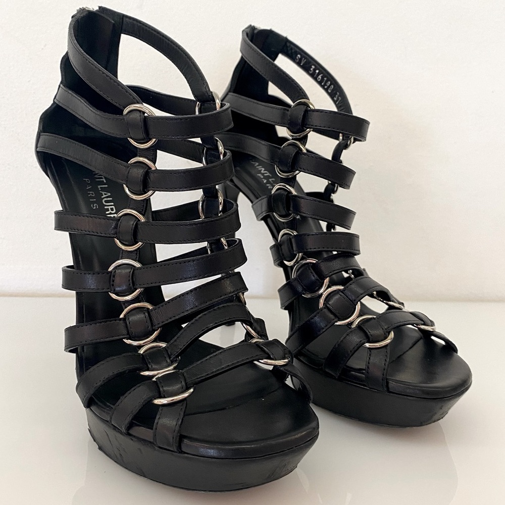 Saint Laurent Black Cage Sandals